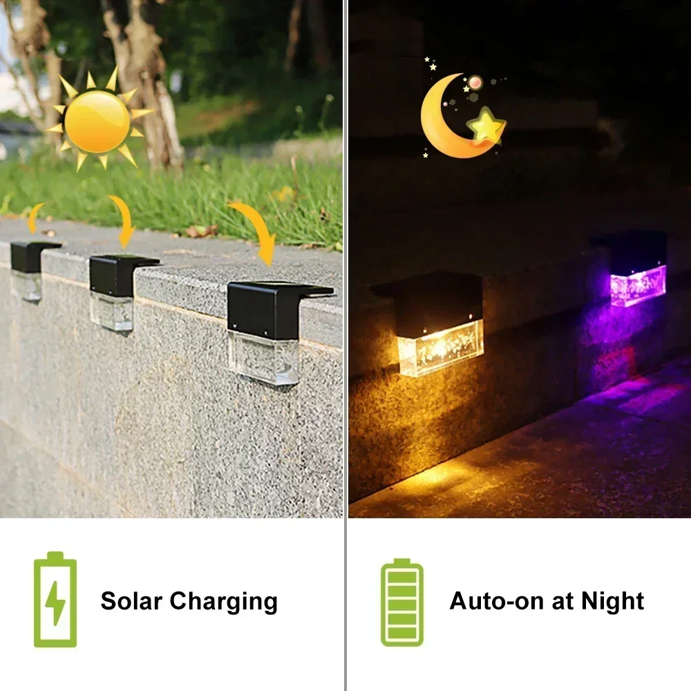 Solar LED Light Outdoors Garden Solar Stair Lights Waterproof Passage Courtyard Terrace Guardrail Step Light Garden Decor Light