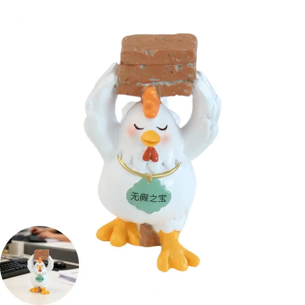 Healing Desk Accessory Chicken Ornament Resin Figurine Compact Desk Decoration Healing Emotional Power Bank Home for Relaxation