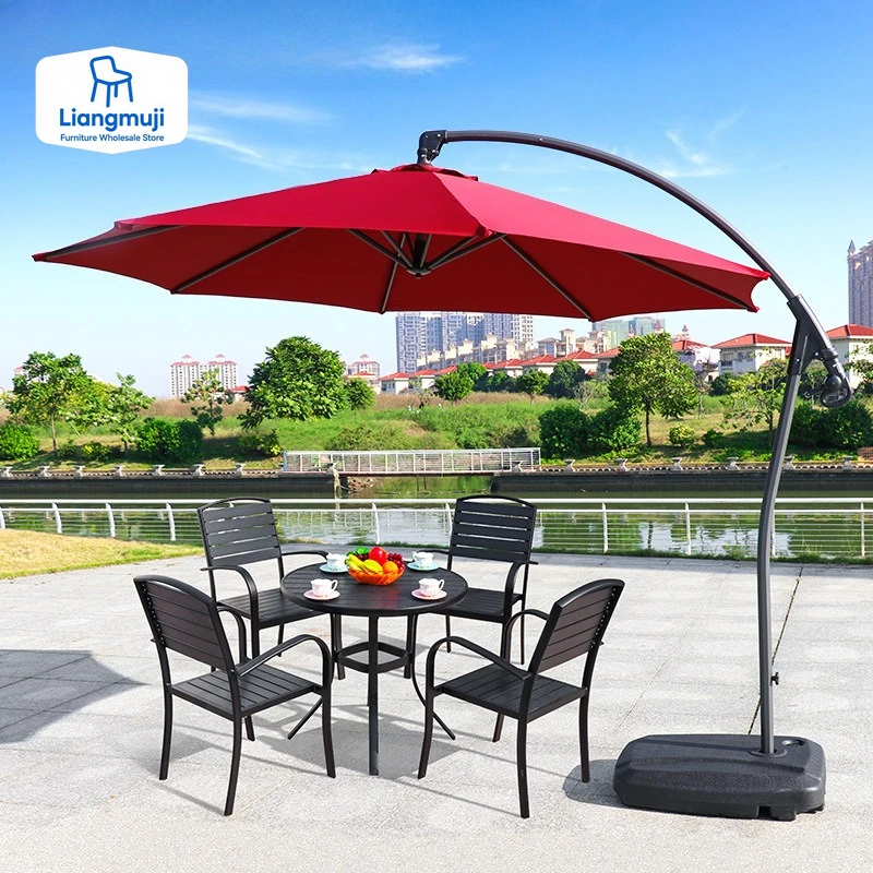 

10ft Offset Hanging Market Patio Umbrella w/Easy Tilt Adjustment, Polyester Shade,8 Ribs for Backyard, Poolside, Lawn and Garden