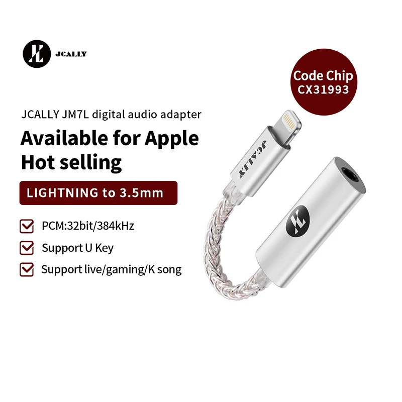 JCALLY JM7 USB TypeC/Lightning To 3.5mm Digital Audio Cable For