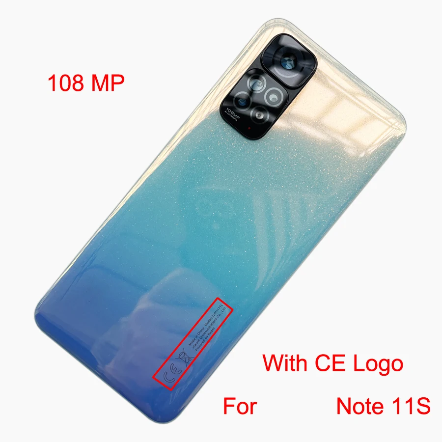 100% A+++ For Xiaomi Redmi Note 11S 2201117SG, 2201117SI Battery Cover Rear Housing Door Panel Back Cover Case + Camera Lens