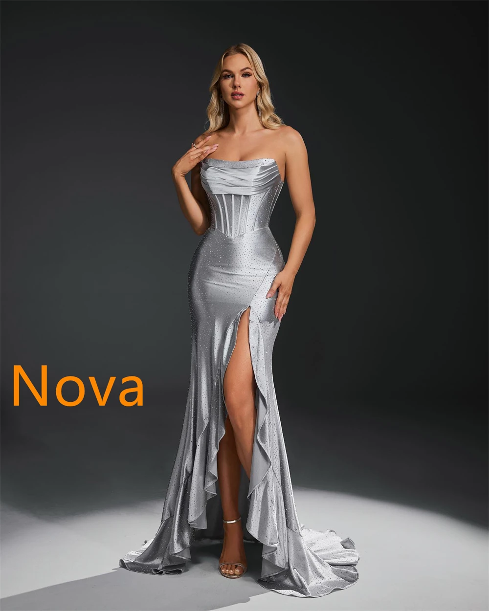 

Customized Mermaid Fashion Evening Dresses Soft Strapless Homecoming Dresses Elegant Lace Up Back Special Occasion Gowns