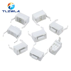 100PCS Tact Switch DC12V 50mA 3X6X4.3MM DIP 2Pin Connectors Push Button 3*6*4.3mm Tactile Switches White 3x6x4.3h