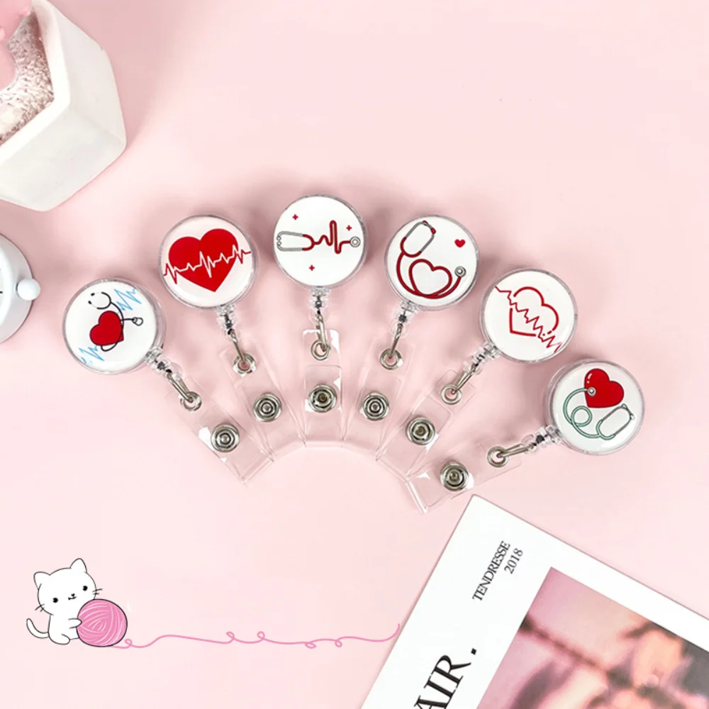 Easy To Pull Buckle Nurse Retractable Badge Reel ID Card Accessories Simplicity Nurse ID Card Clips Fashion Cute