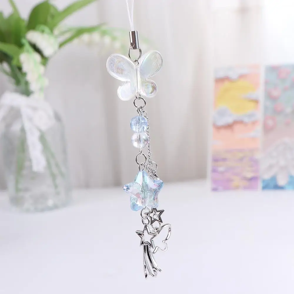 Kawaii الحلو فتاة Y2K قلادة هاتف Phonestraps فراشة الهاتف الحبل الهاتف سحر ظهره حلية سلسلة هواتف فتاة امرأة #4