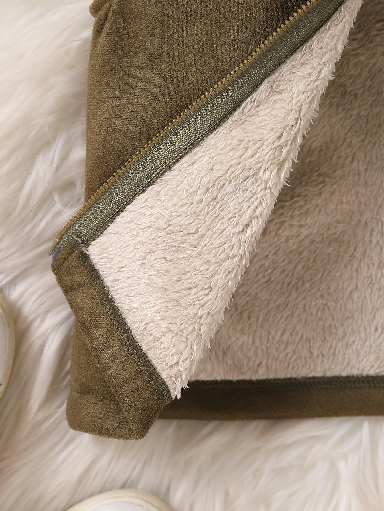 Jungen Winter Fleece-Weste Dicker Leder-Stehkragen Lässiger Reißverschluss Modische Kleidung für Kinder – Detail 7
