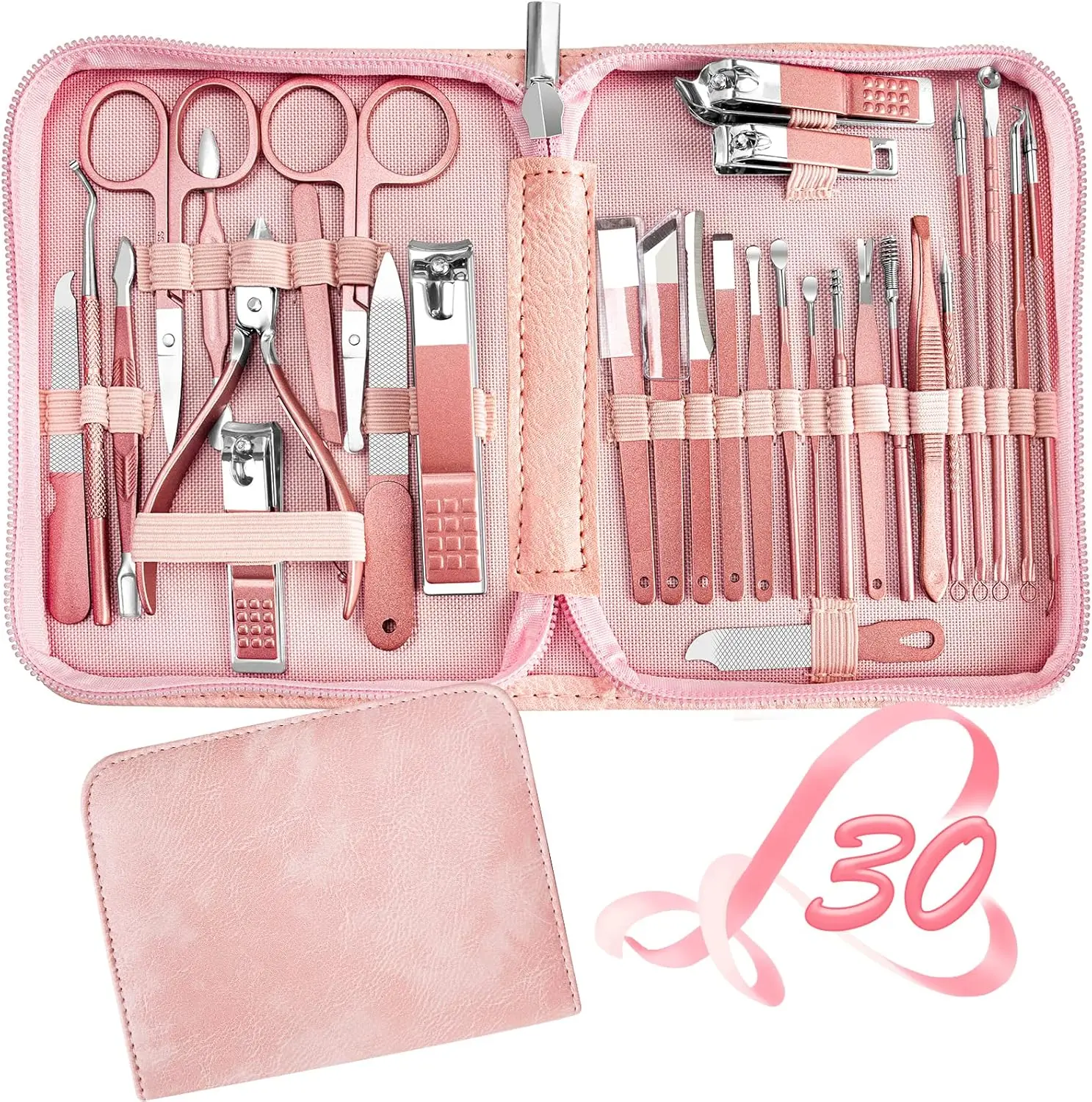 

30-in-1 Professional Manicure & Pedicure Set with Travel Case, Complete Nail Care Kit for Home or Travel