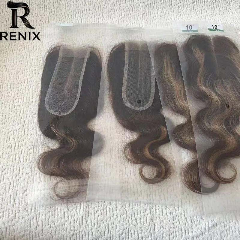 

10-22 Inch P4/27#2x6 Lace Closure Body Wave Human Hair Brazilian Virgin Remy Pre Plucked Baby Hair for Black Women Daily Use