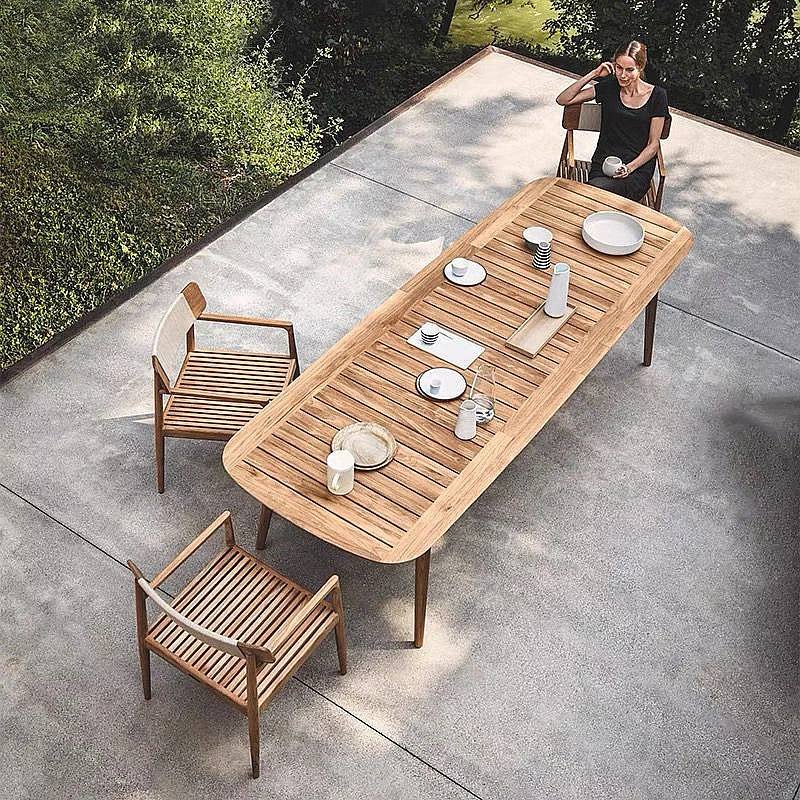 

Nordic outdoor tables and chairs preservative wood courtyard villa high-end hotel outdoor leisure open-air teak waterproof an
