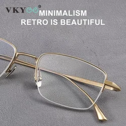 VICKY Pure Titanium Half Frame Ultra-light Simple Glasses Frame Men's Business Half Frame Can Be Customized Prescription Glasses