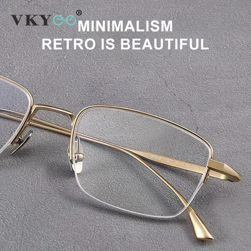 VICKY-gafas simples ultraligeras de media montura de titanio puro para hombre, media montura de negocios, se puede personalizar, gafas graduadas