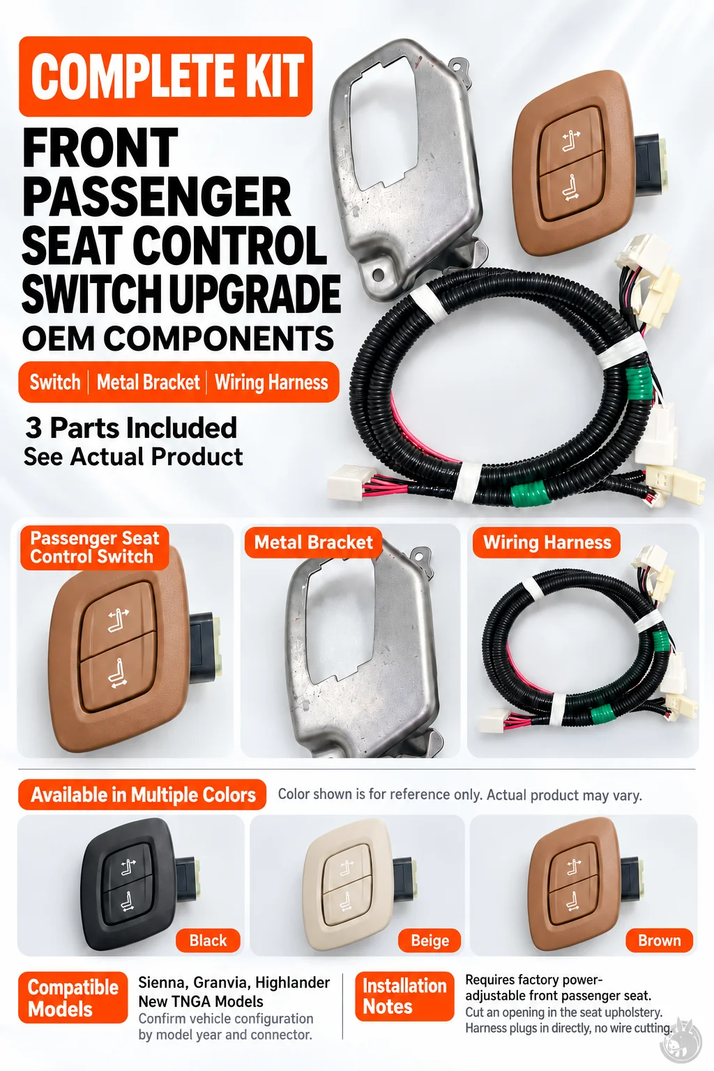 For Toyota 2021-2025 Sienna genuine Parts Co-pilot Boss Button with Bracket Sienna Modified Passenger seat easily adjustable