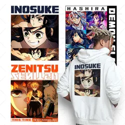 Fashion Anime Zenitsu Patches Iron On Heat Transfers For Clothes Demon Slayer Sanemi Thermal Transfers Stickers On T-shirt Bags