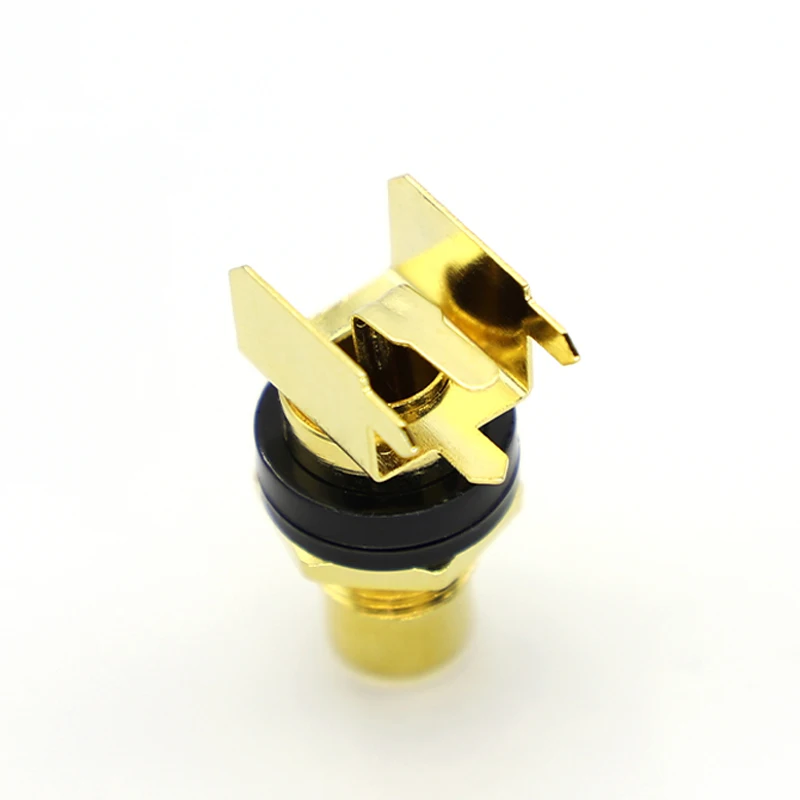 1/2PCS brass RCA female Socket Connector gold-plated solder plate extended RCA socket terminal for AV audio amplifier speaker