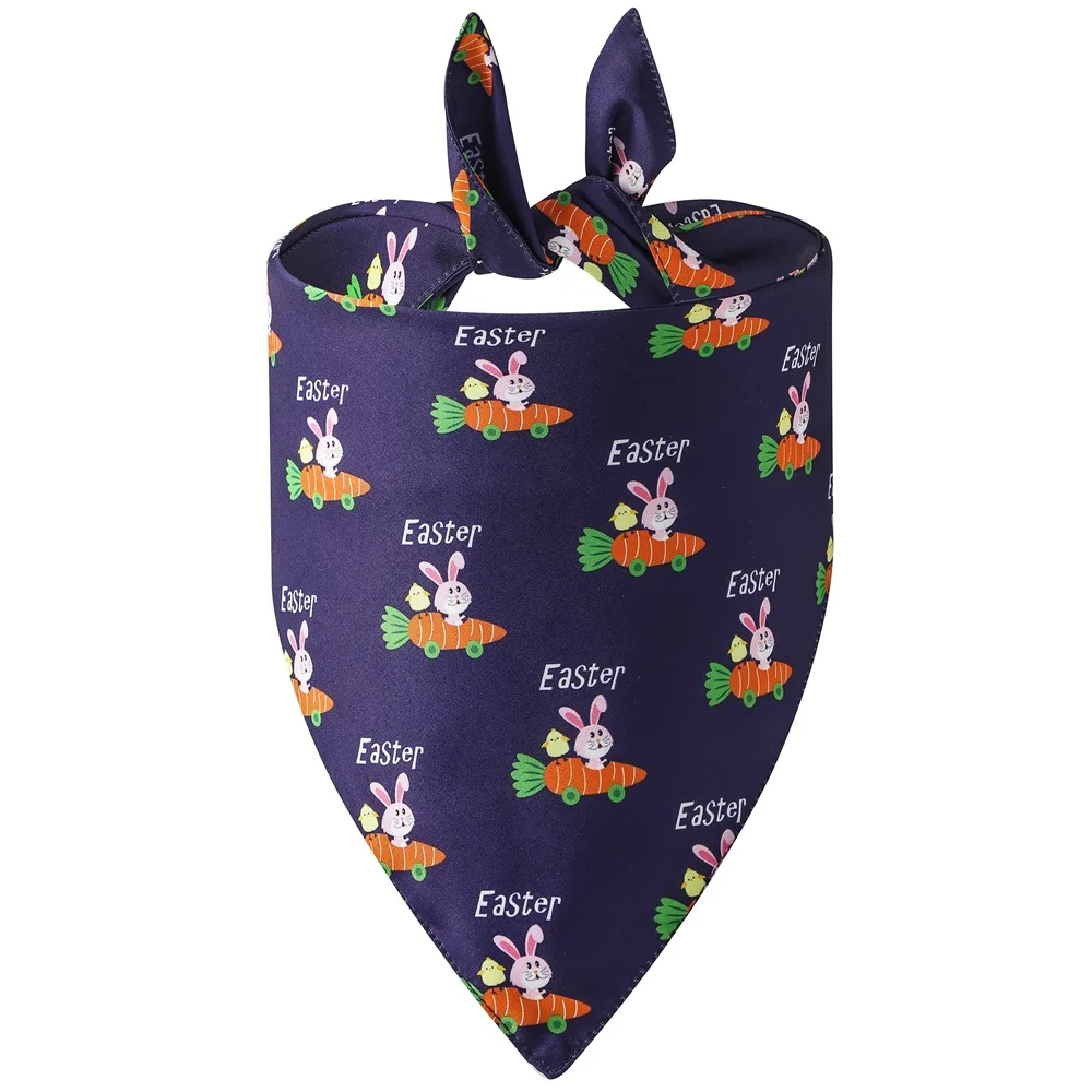 Sucado Wholesale Best Seller Easter Dog Bandana Triangular Reversible Pet Scarf for Boy and Gifl Cats Bibs Rabbit Carrots Print