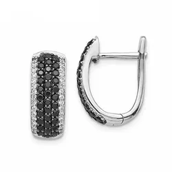 Huitan U Hoop Earrings with White/Black CZ Newly Designed Women's Ear Earrings Daily Wear Party Fashion Versatile Jewelry Bulk