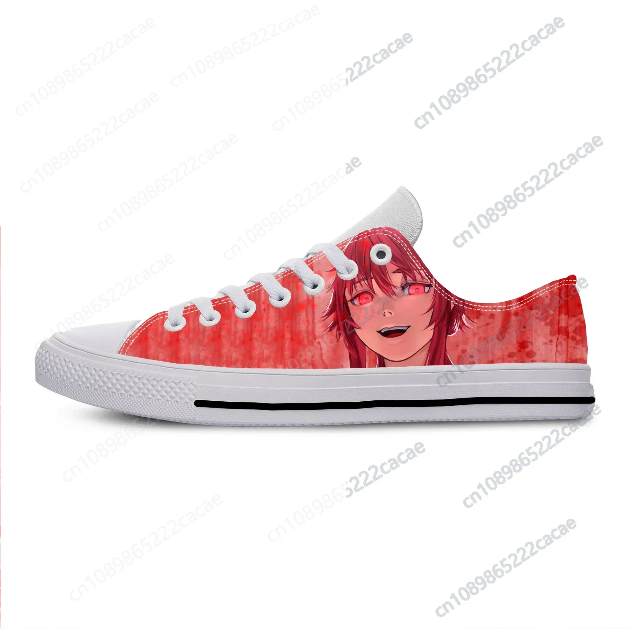 Anime Cartoon Future Diary Mirai Nikki Gasai Yuno Casual Cloth Shoes Low Top Lightweight Breathable 3D Print Men Women Sneakers