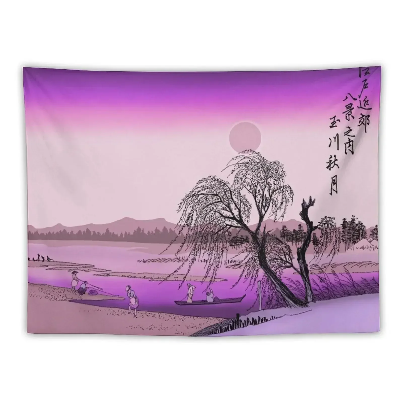 

autumn moon over tamagawa river Tapestry Funny Room Decoration Korean Style Decor For Room Tapestry