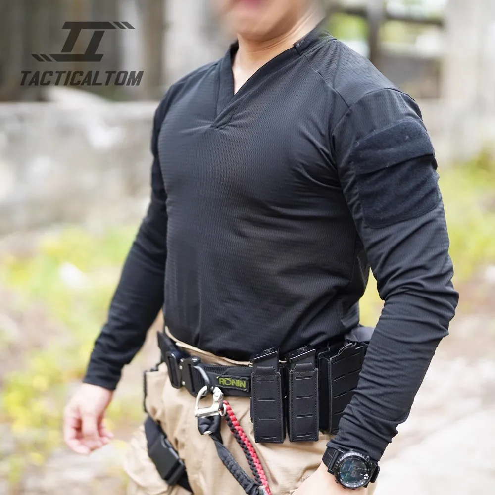 التجفيف السريع مرونة عالية تي شيرت التكتيكية CAG القتالية في الهواء الطلق VS قصيرة الأكمام طية صدر السترة التمويه الصيف الرجال