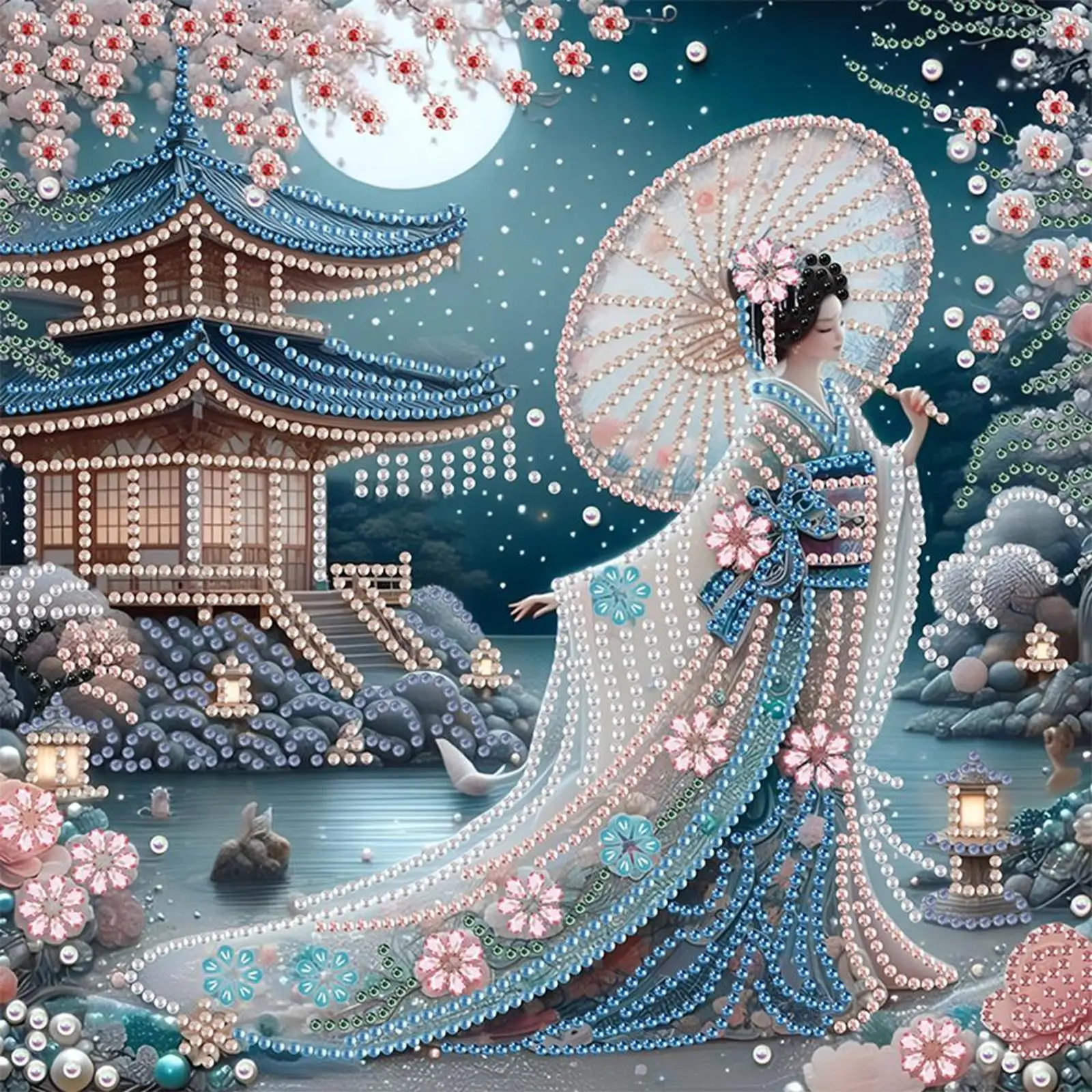 5D DIY Partial Special Shaped Drill Diamond Painting Japanese beauty Kit30x30cm