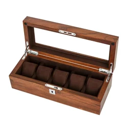 5 Slots Solid Wood Watch Box Organizer New Watch Storage Box With Lock Luxury Wooden Gift Box For Men Watch Holder