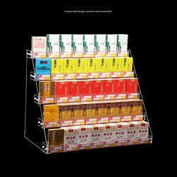 Clear Acrylic Cigarettes Display Stand With Price Slot Supermarket Store Cigarette Holder Cosmetic Nail Polish Ladder Rack Shelf