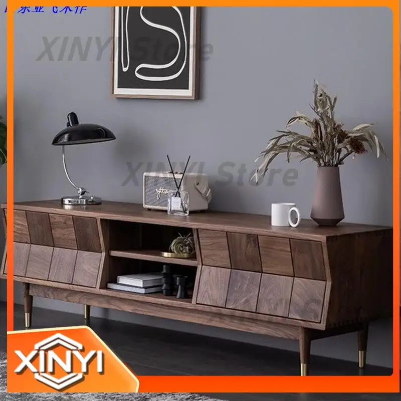 Solid Wood Nordic TV Side Cabinet for Modern Minimalist Living Room Storage and Media Console