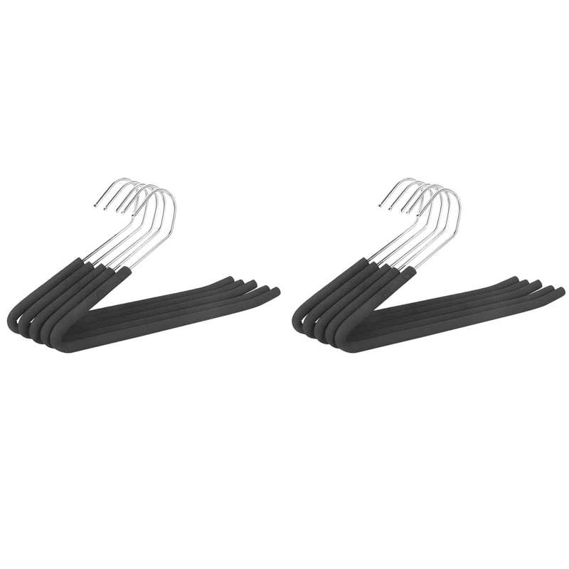 

Promotion! Open End Trouser Hangers Slack Pant Hanger With Non-Slip Foam Coated Black 10-Pack