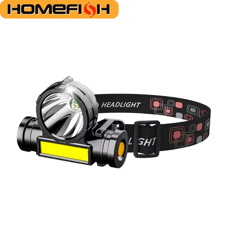 HOMEFISH Powerful LED Headlamp USB Rechargeable Head Lantern Flashlight Waterproof Camping Fishing Outdoor Head Light