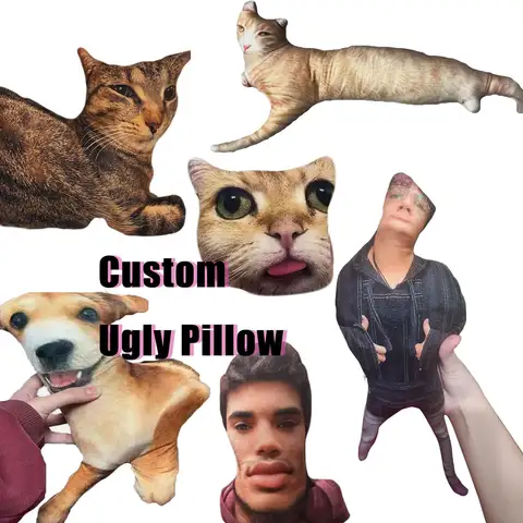 Customized Ugly Pet Pillow - DIY Abstract Personalized Funny Cute Cat Dog Pillow - No White Edges, Stuffed Animals of Your Pet