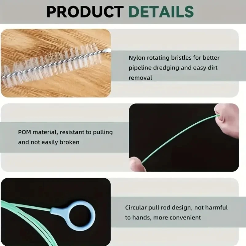 Cepillo de limpieza de draga de drenaje de coche، herramienta de limpieza de Details، cepillo de limpieza en espiral، 3/5m #6