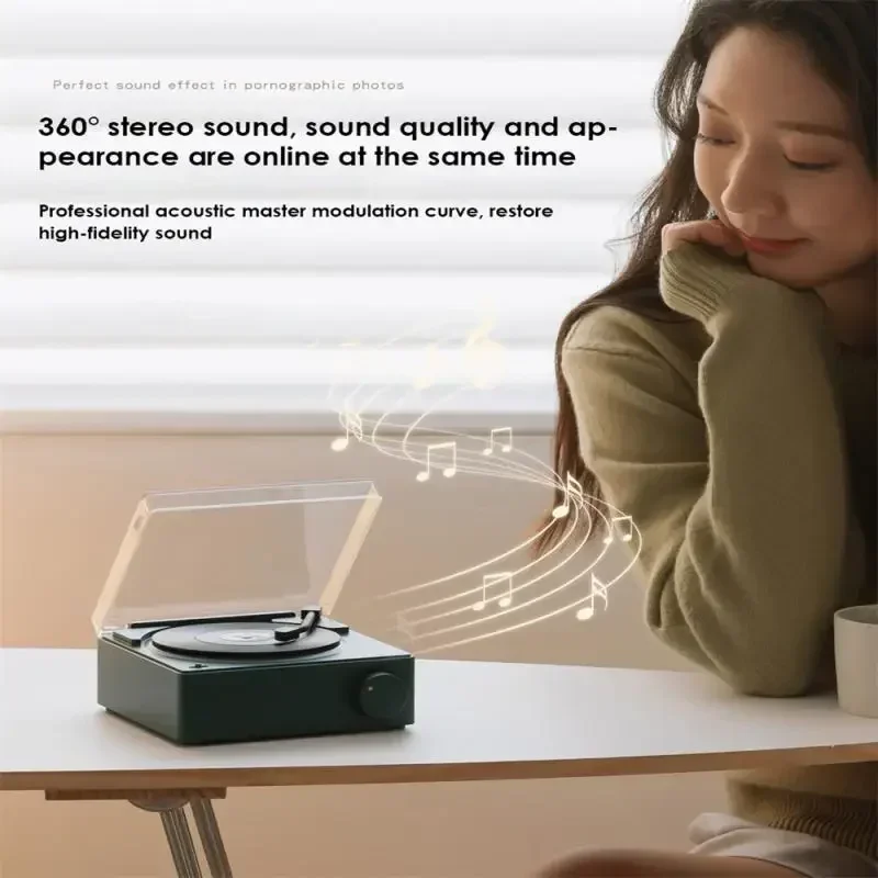 INS Wind New Wireless Bluetooth Speaker Small Record Player Alarm Clock Portable High-quality Audio Home Smart Stereo for Music