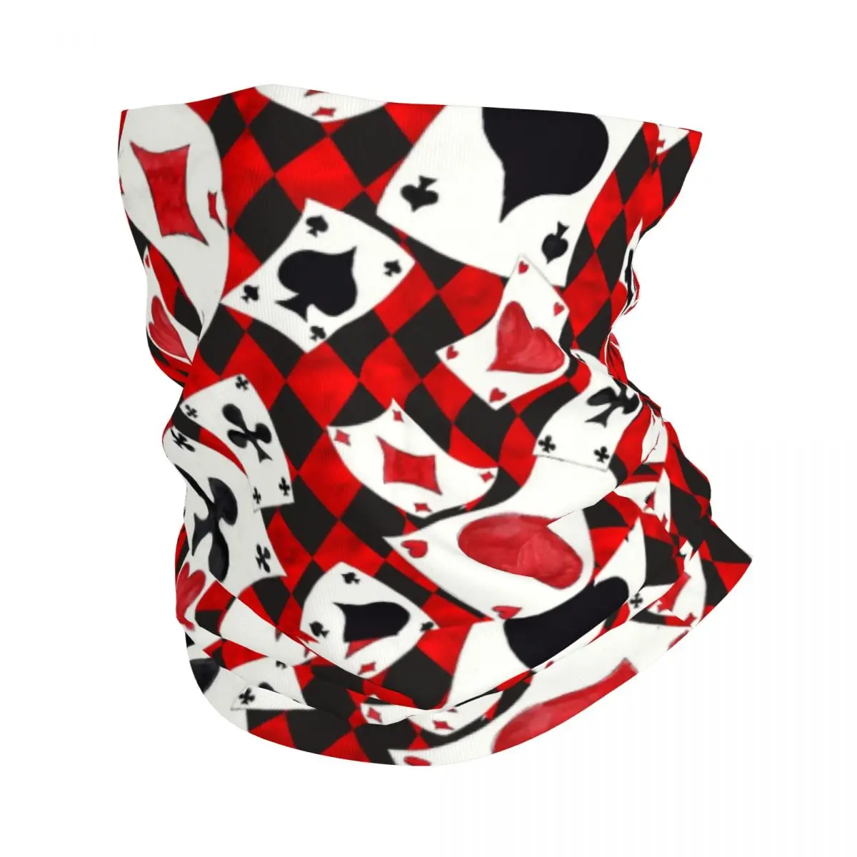 Poker Playing Cards Pattern Winter Headband Neck Warmer Women Men Ski Cycling Tube Scarf Gambling Card Game Face Bandana Gaiter