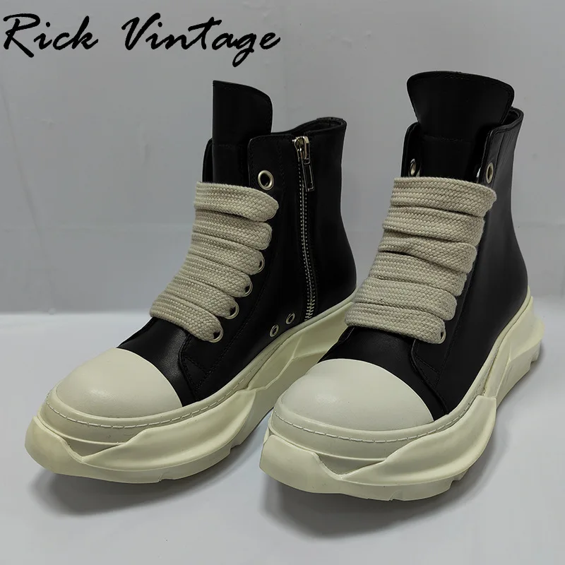 Rick Vintage Original Sneakers Thick Sole Jumbo Shoeslace High Top Women\'s Sports Shoes Real Leather Male Platform Trainer