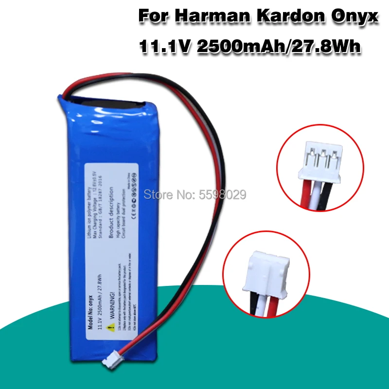 Speaker Loudspeaker Battery For Harman Kardon Onyx PR-633496 11.1V 2500mah Li-Polymer Acumulator 3-wire Plug