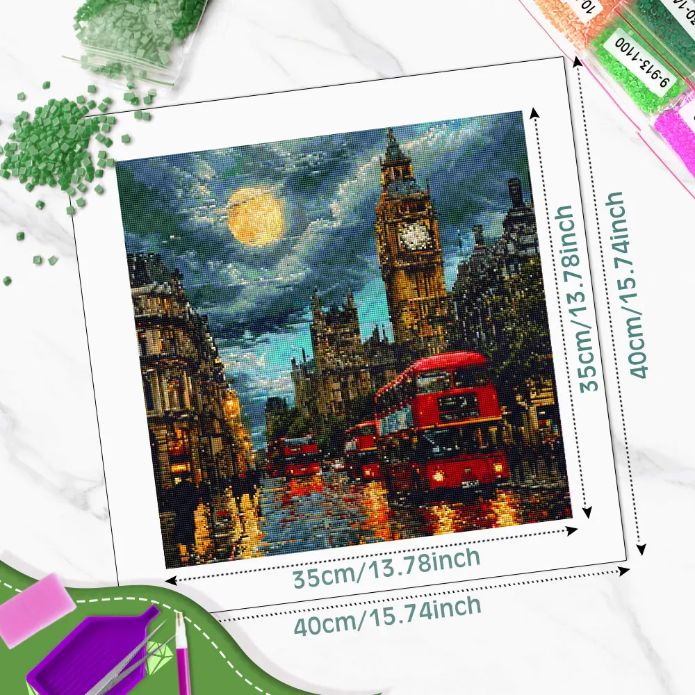 Huacan New Arrivals 2026 5D DIY Diamond Painting The Big Ben In London At Night Diamond Embroidery Landscape Gift view 2