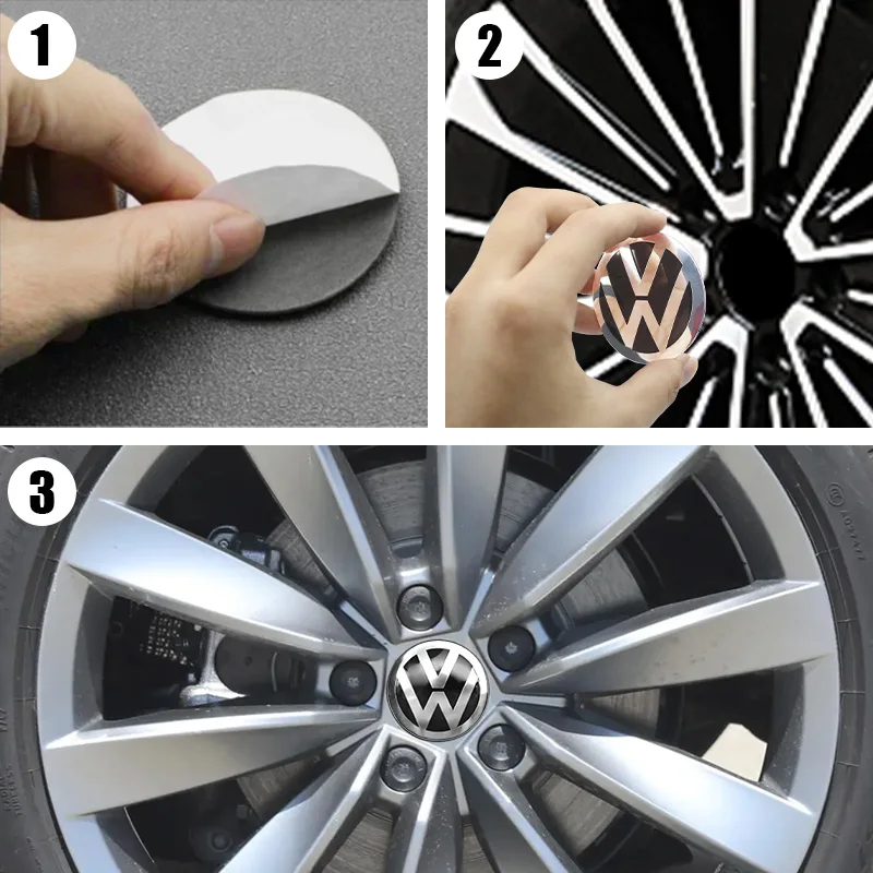 56/60/65mm 4pcs Car Styling Wheel Center Hub Cap Sticker Badge Decoration Auto Refit Accessorie For Volkswagen VW R GTI LOGO