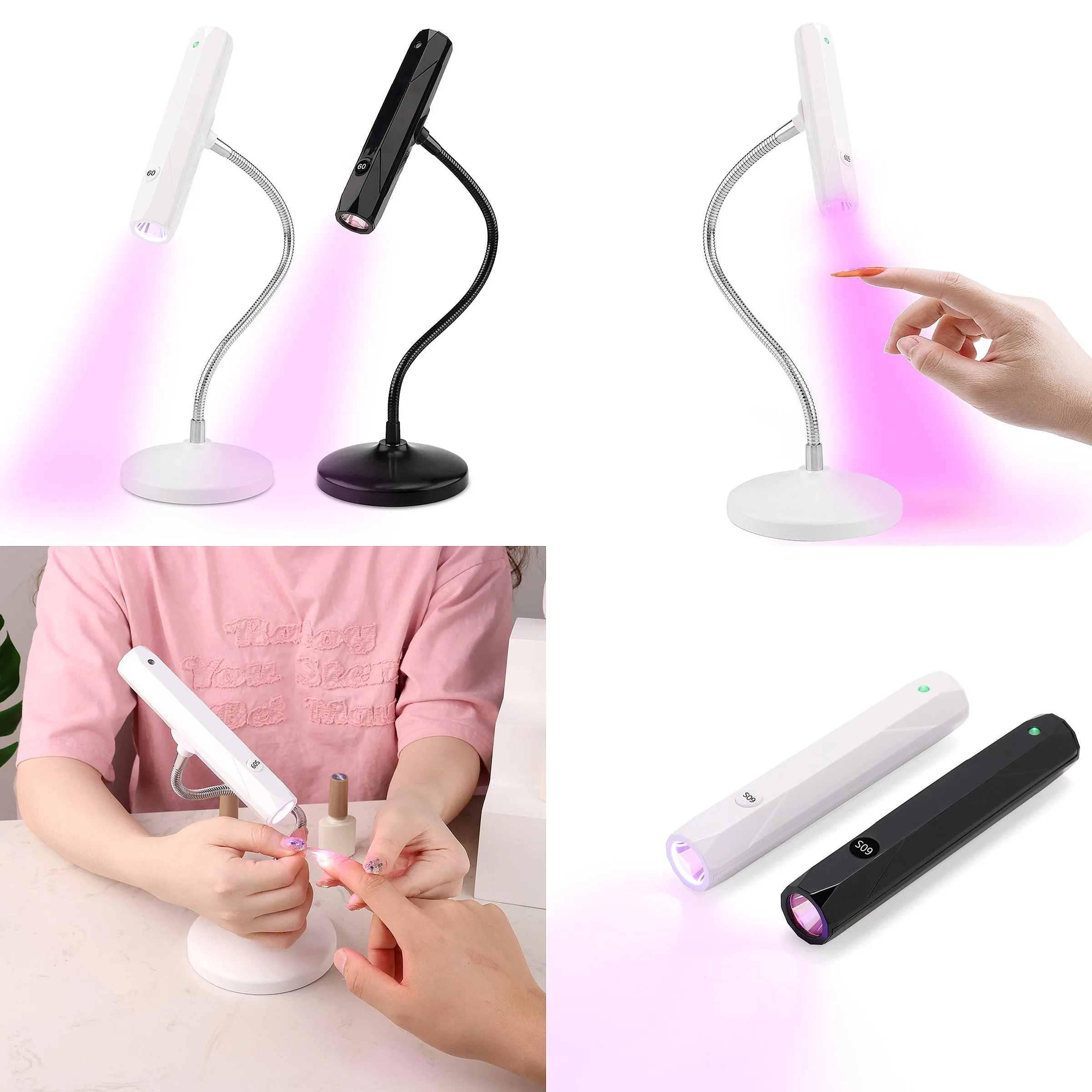 New Listing 2-in-1 Handheld Mini Flash Cure Light Cordless UV LED Gel Nail Lamp for Focused Beam Dry Nails