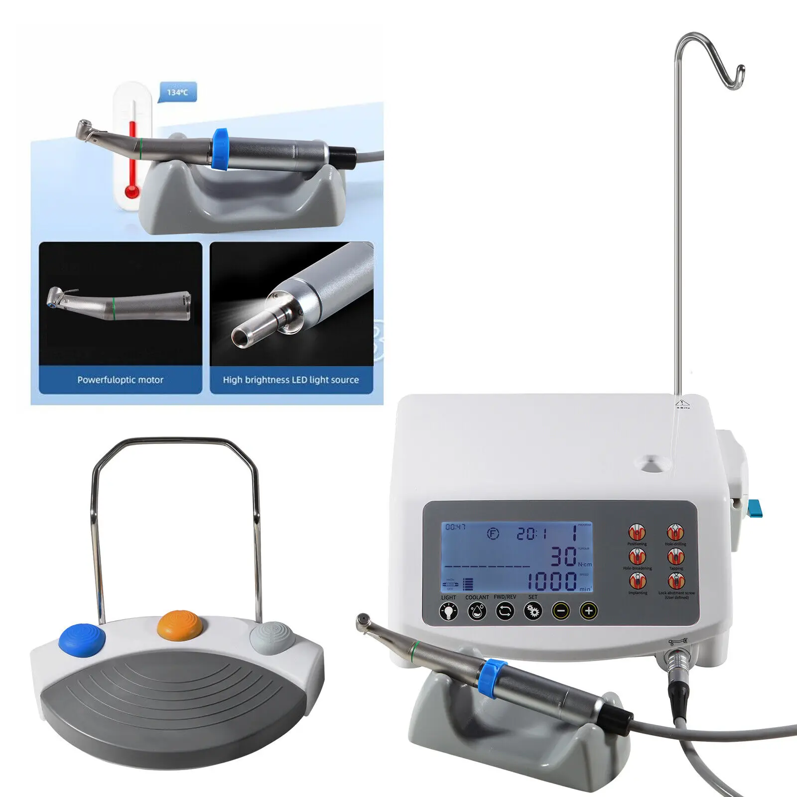 

Dental Implant Motor Surgical System Brushless / 20:1 Contra Angle Fiber Optic LED / No LED Fit Nsk/Kavo