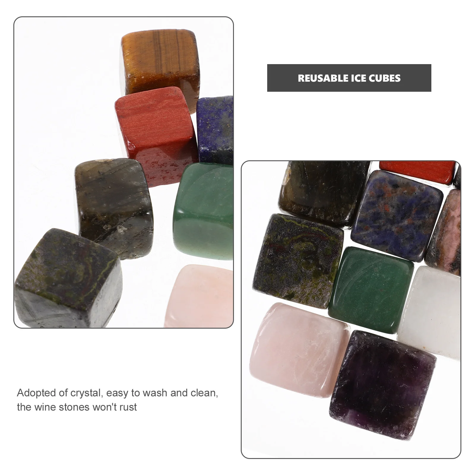 

Practical Ice Cube Reusable Crystal Made Beverage Chilling Stones Cubes for Drinks Bauble
