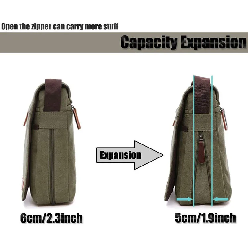 Casual Portable Men's Shoulder Bag Solid Vintage Canvas Messenger Bags Trend Cellphone Crossbody Satchel For Men Purse image 5