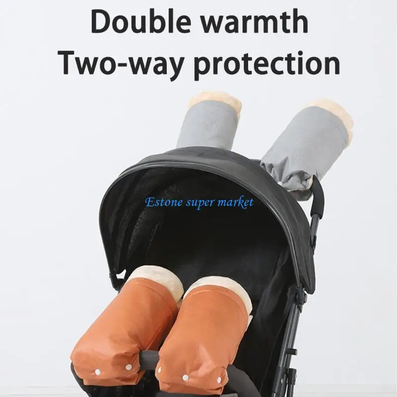 090B قفازات سميكة مبطنة بالقطيفة لعربات الأطفال مزودة بأزرار لسهولة الاستخدام #4