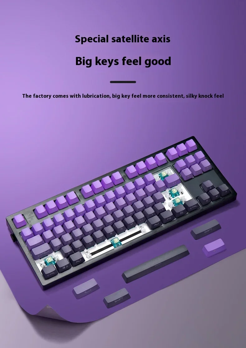 Imagem -06 - Abdominal Espírito Mk870 Teclado Mecânico sem Fio Gás Roxo Esculpido a Partir do Leste para o Lado do Produto Acabado Vper