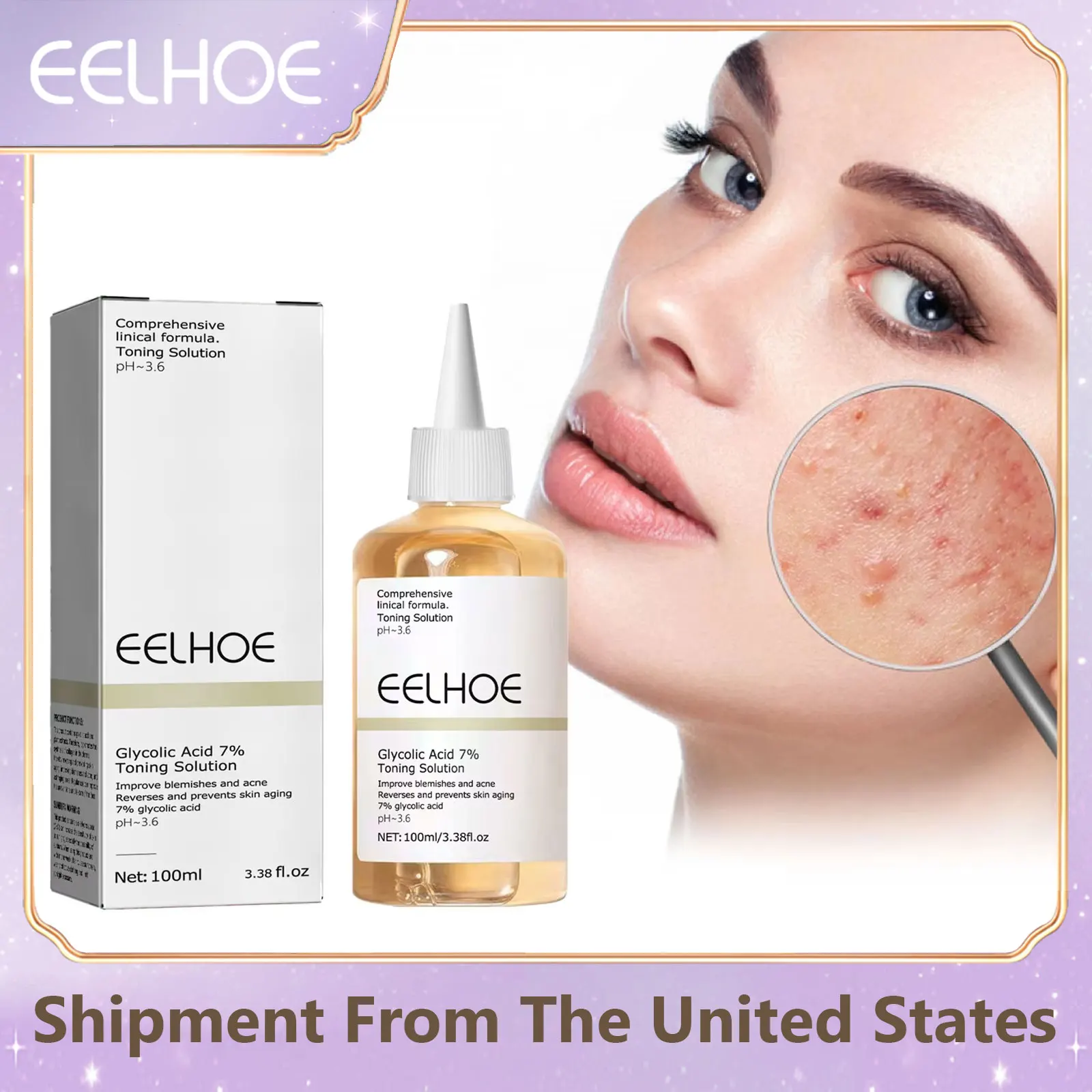 

Face Toning Solution Acne Marks Remover Improve Dullness Smooth Skin Texture Exfoliate Repairing Whiten Skin Tone Facial Essence