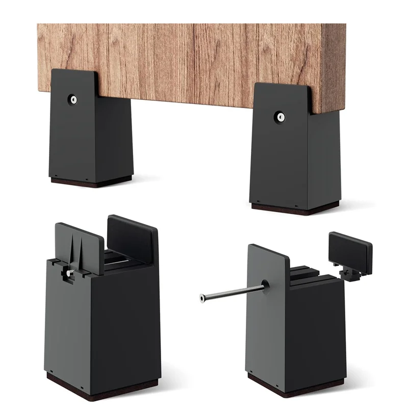 

Bed Risers, 4 Inch Adjustable Desk Riser Blocks With Screw Clamp 4 Pack Heavy Duty Chair Raisers Fits 0-2 Inch Widths Durable-AT
