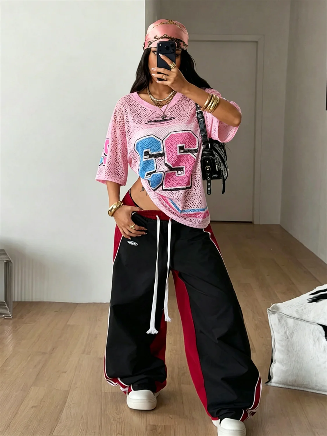 2026 Y2K Mesh Jersey Clothes - Oversized Streetwear Top for Women, Casual Sporty Style for Summer, Club & Daily Outfits