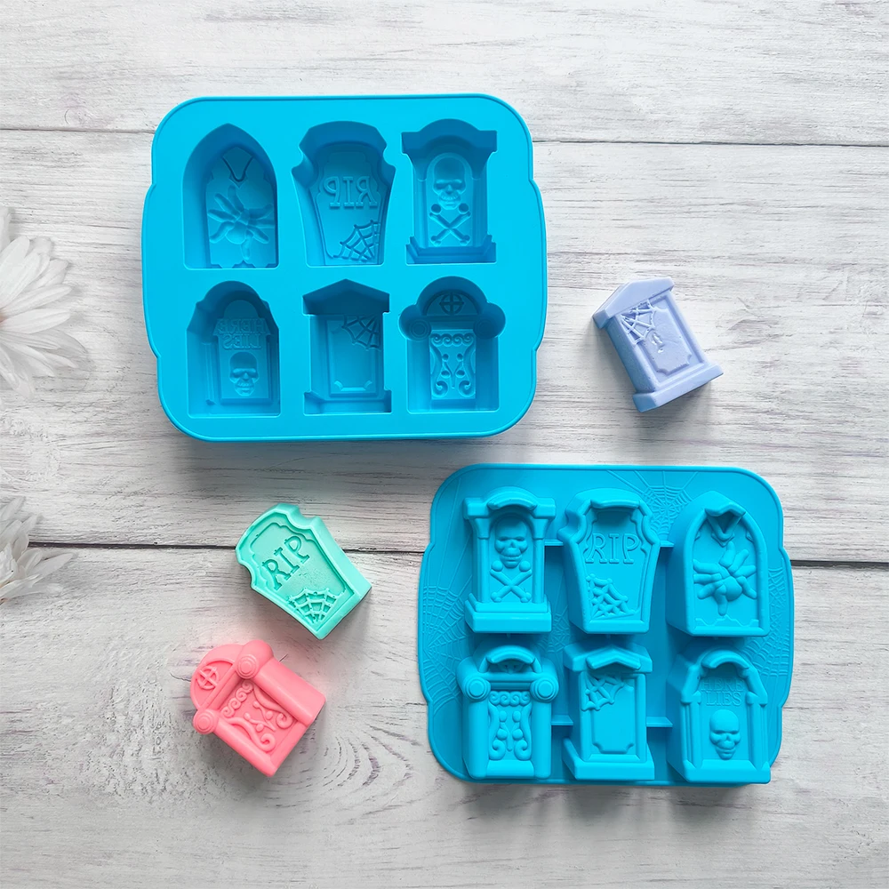 Silicone 6 Tombstones for Ice Cube Tray DIY for Halloween Decorative Cake Baking Accessories