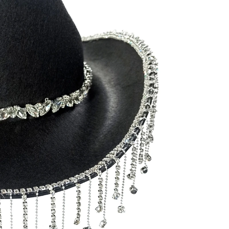 Cowboy Hat with Fringe Glittering Cowgirl Hat Size