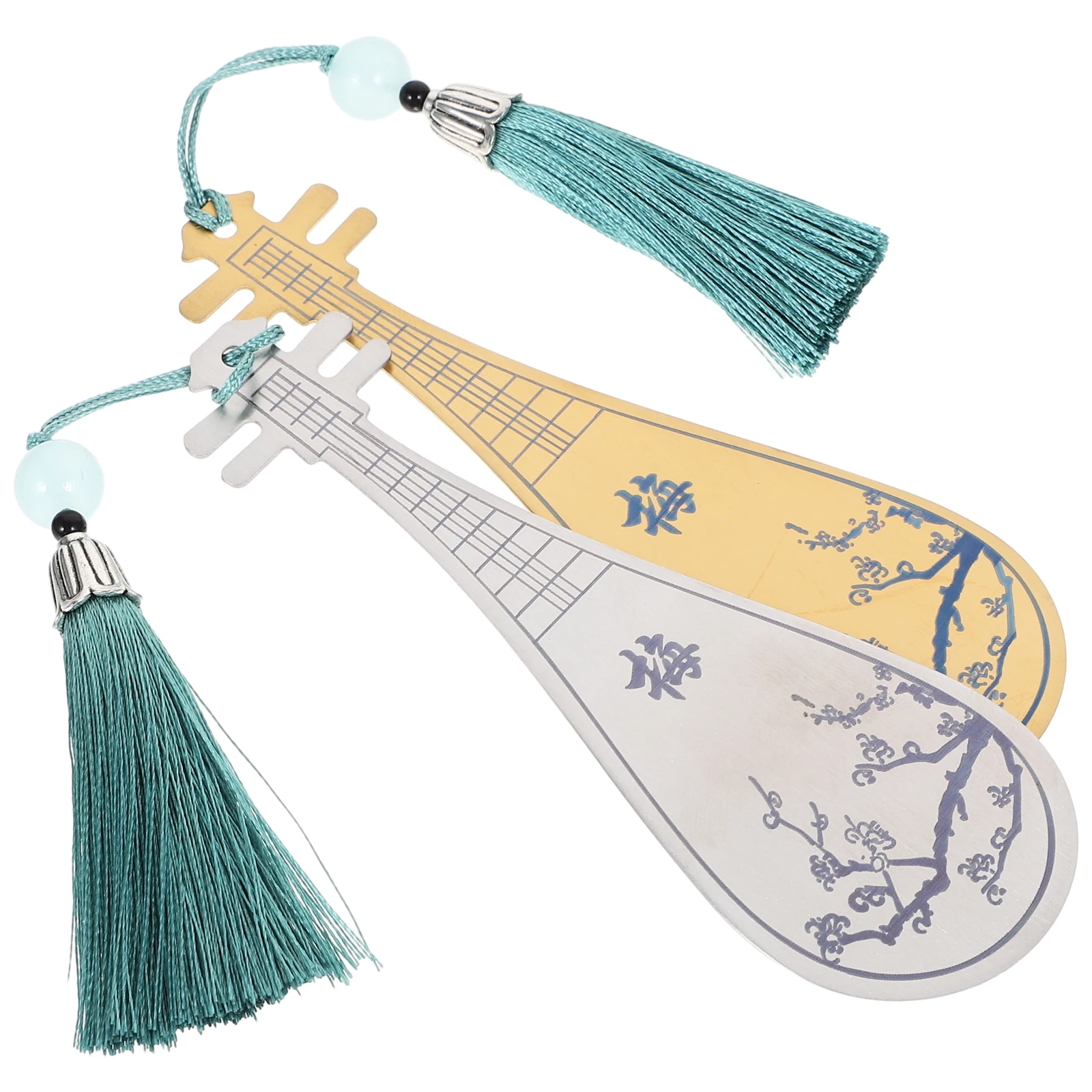 

2Pcs Chinese Style Stainless Steel Tassel Bookmarks Gifts for Students Graduates Readers Unique Bookmarks with Hanging for book