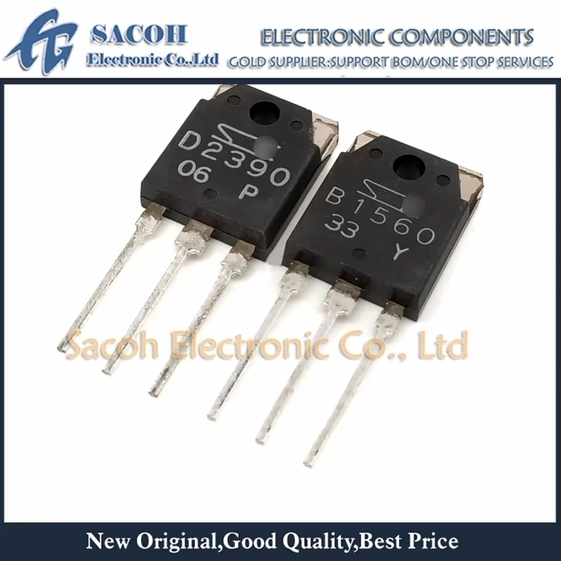 

New Original 2Pairs(4Pcs)/Lot 2SB1560 B1560 + 2SD2390 D2390 TO-3P 10A 160V Silicon Darlington Power Transistors